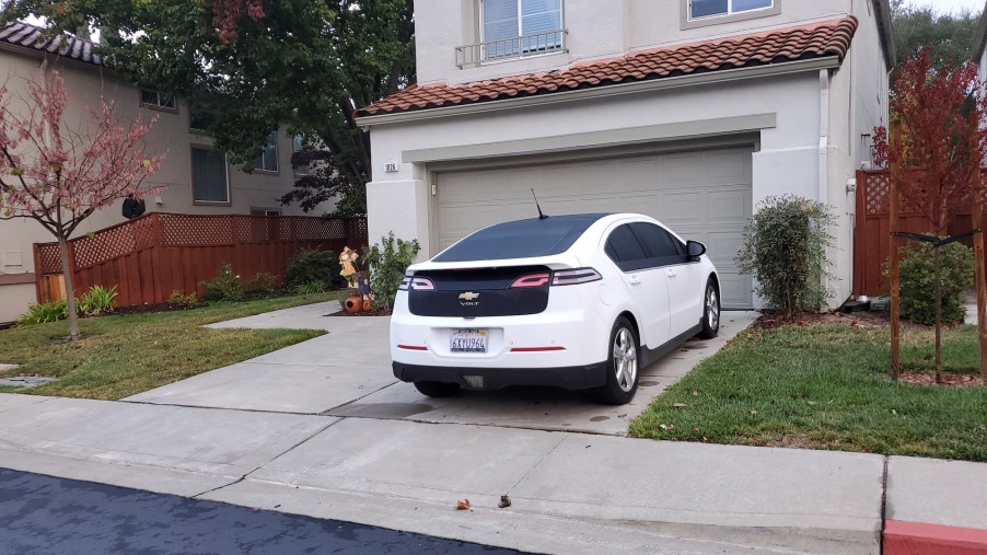 Chevrolet Volt electric car parked on the driveway of a suburban home, San Ramon, California, November 28, 2019. (Photo by Smith Collection/Gado/Getty Images)