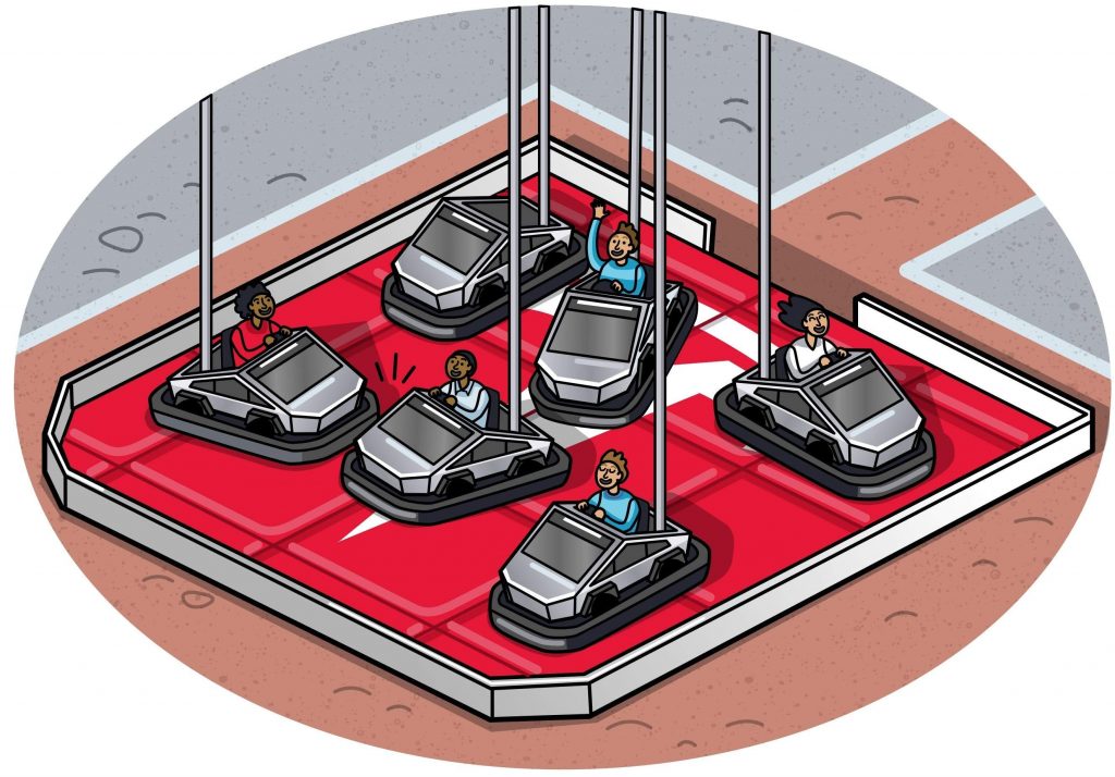 CyberTruck bumper cars.