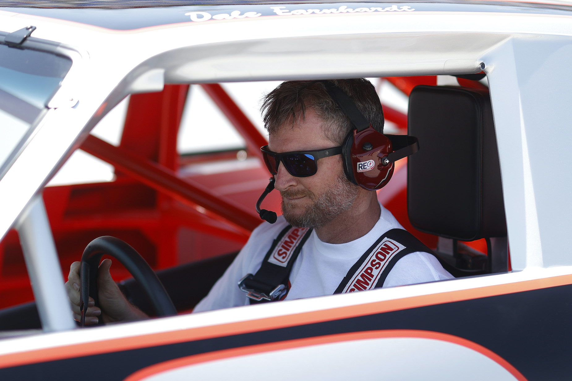 Dale Earnhardt Jr. in the pace car ahead of a 2021 NASCAR race.