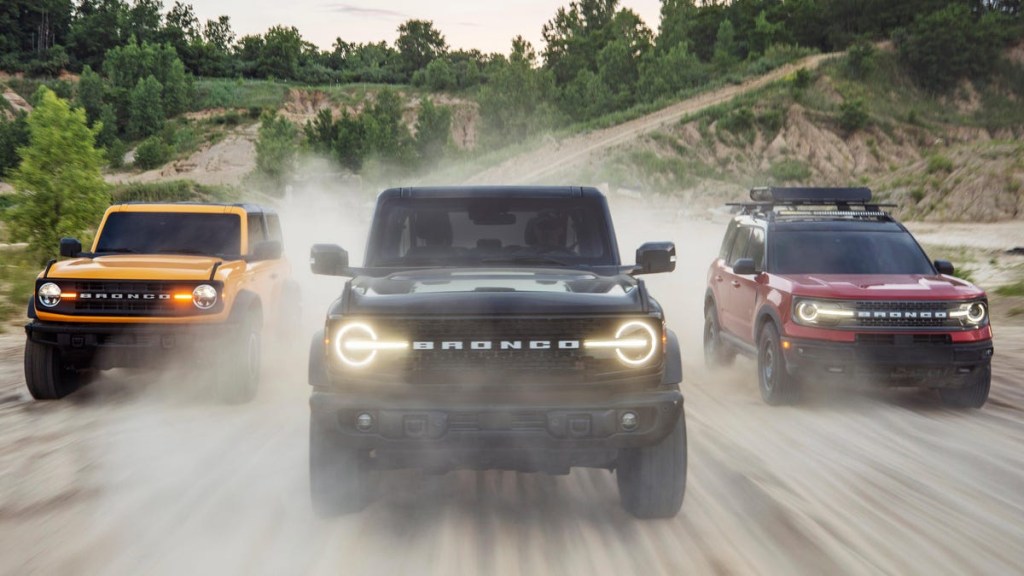 The two-door Ford Bronco, four-door Ford Bronco, and Ford Bronco Sport
