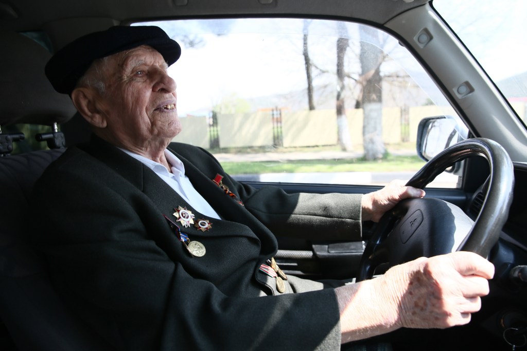 WWII veteran Ivan Kurbakov, 100, drives a car in the village of Arkhipo-Osipovka, 42km southeast of the Black Sea resort city of Gelendzhik. A participant in the Battle of Sevastopol, he served with the 79th Naval Infantry Brigade new study shows dementia can be predicted by driving habits 
