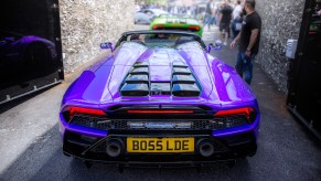 A purple Lamborghini Huracan