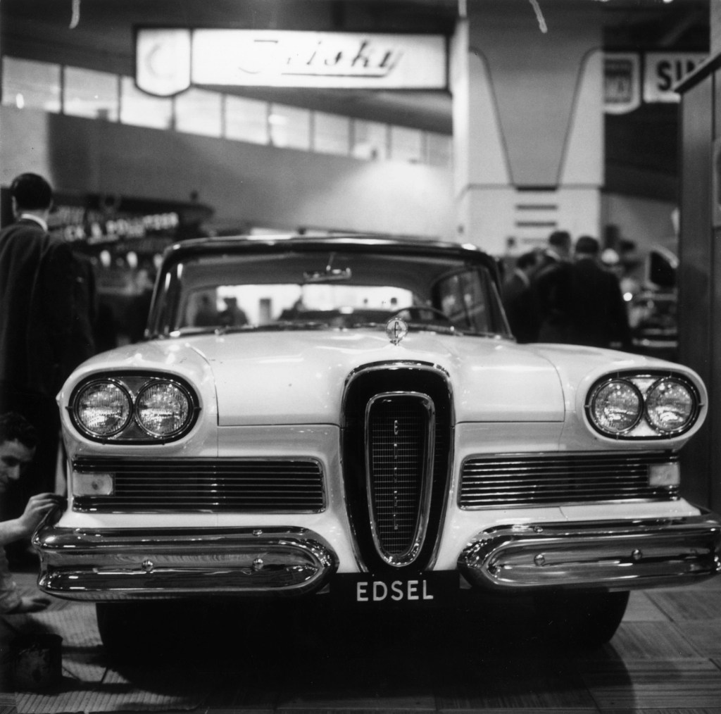 A vintage Ford Edsel is on display at a motor show and made our list of most hated cars of all times. 