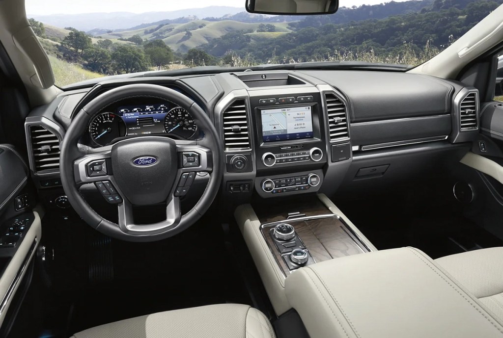 Interior of a 2021 Ford Expedition. 