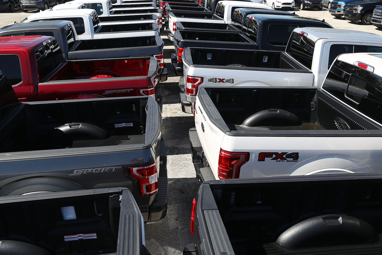 Ford F-150 pickup truck beds, truck toolboxes are installed in pickup beds