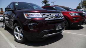 Ford Explorer crossover SUV models at a dealership