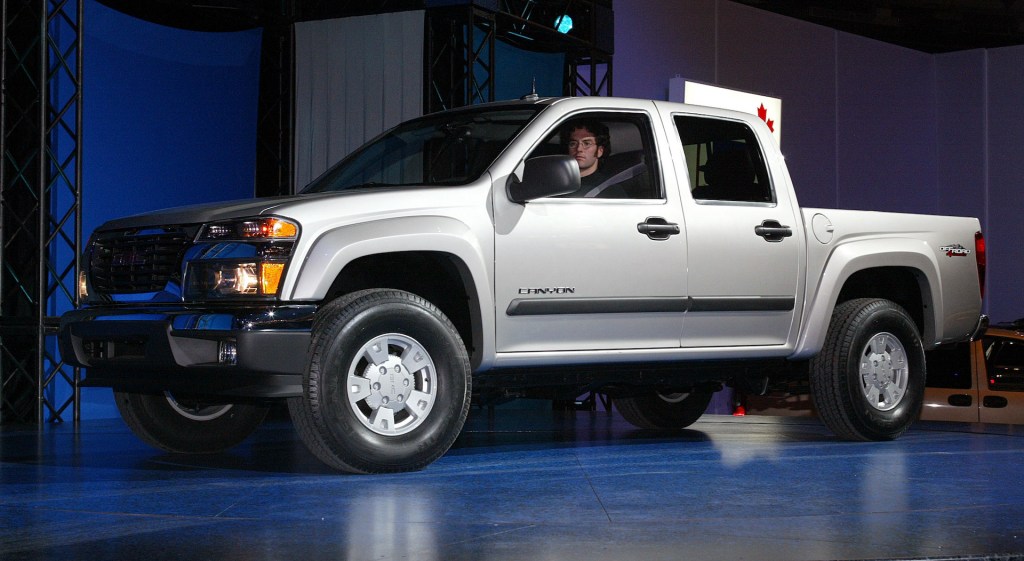 An image of a Chevy Canyon parked indoors.