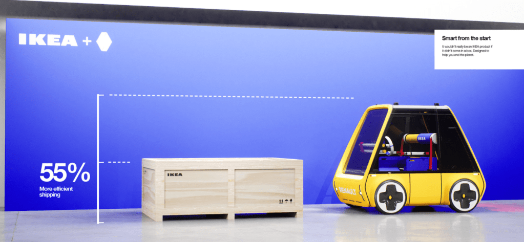 The Hoga next to a box, showing the car's small size