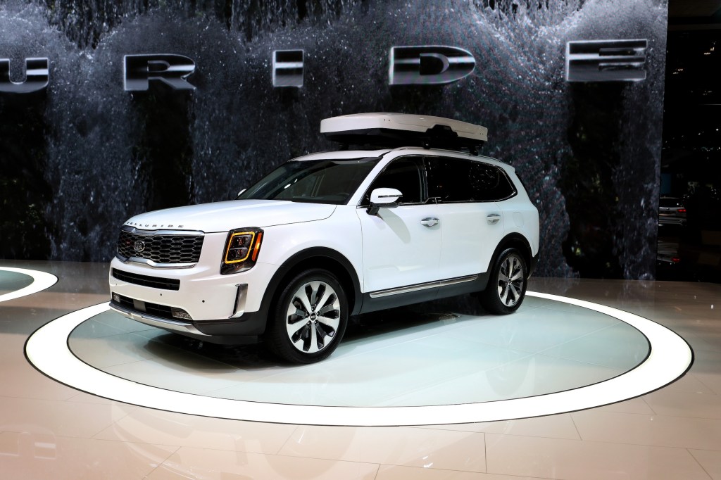 White 2020 Kia Telluride is on display at the 111th Annual Chicago Auto Show