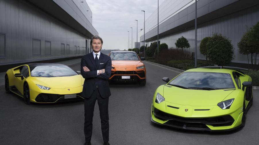 Pictured is Lamborghini CEO Stefan Winkelmann, who announced the brand's plans to launch a fully-electric supercar