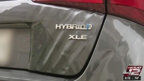 rear shot of rippled truck on Prius