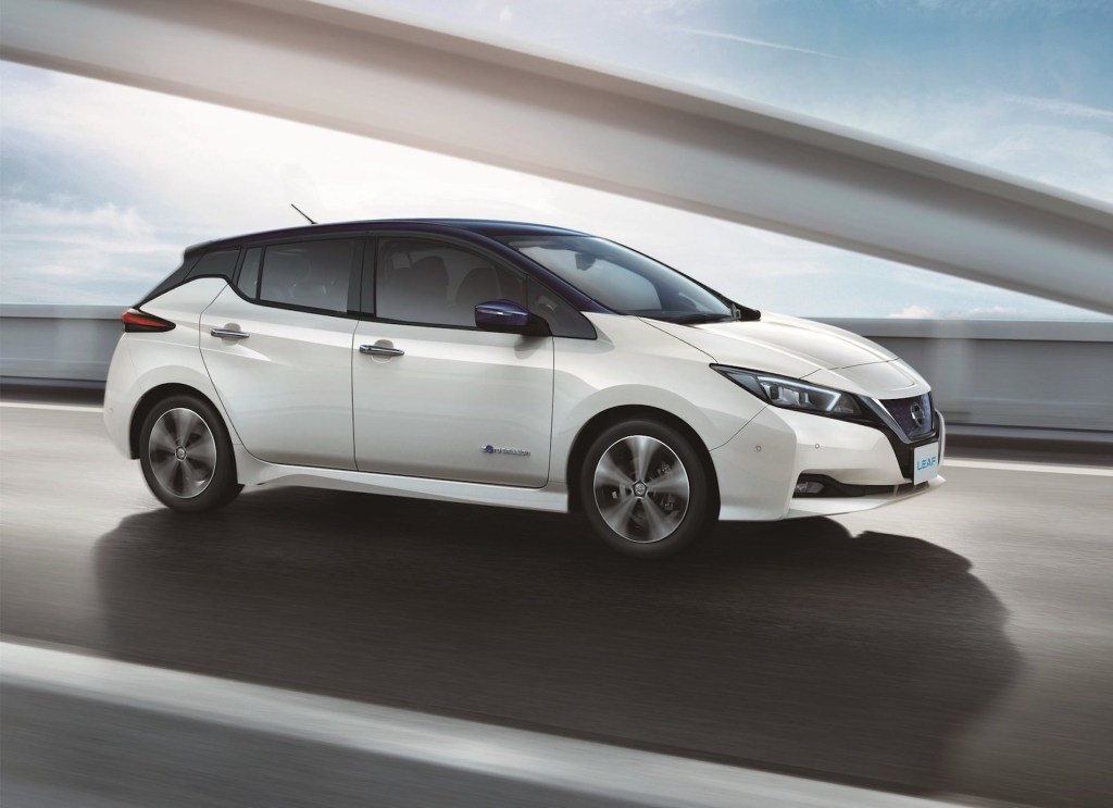 An image of a Nissan LEAF out on the road.