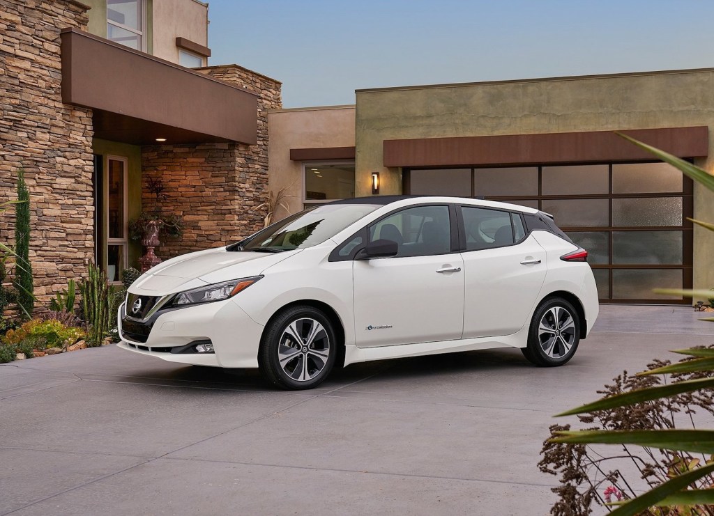 An image of a Nissan LEAF parked outdoors.