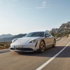 Porsche Taycan driving, one of the best luxury EVs according to Truecar