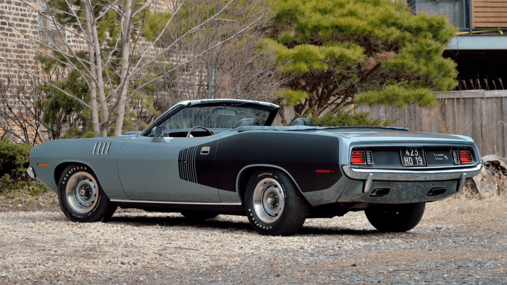 An image of a Plymouth Hemi Cuda Convertible parked outdoors.