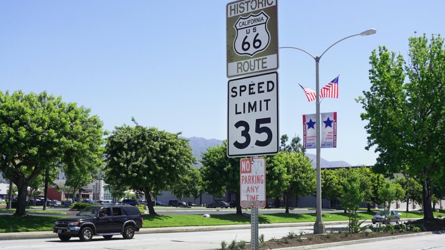 Shown is a 35 mph speed limit sign