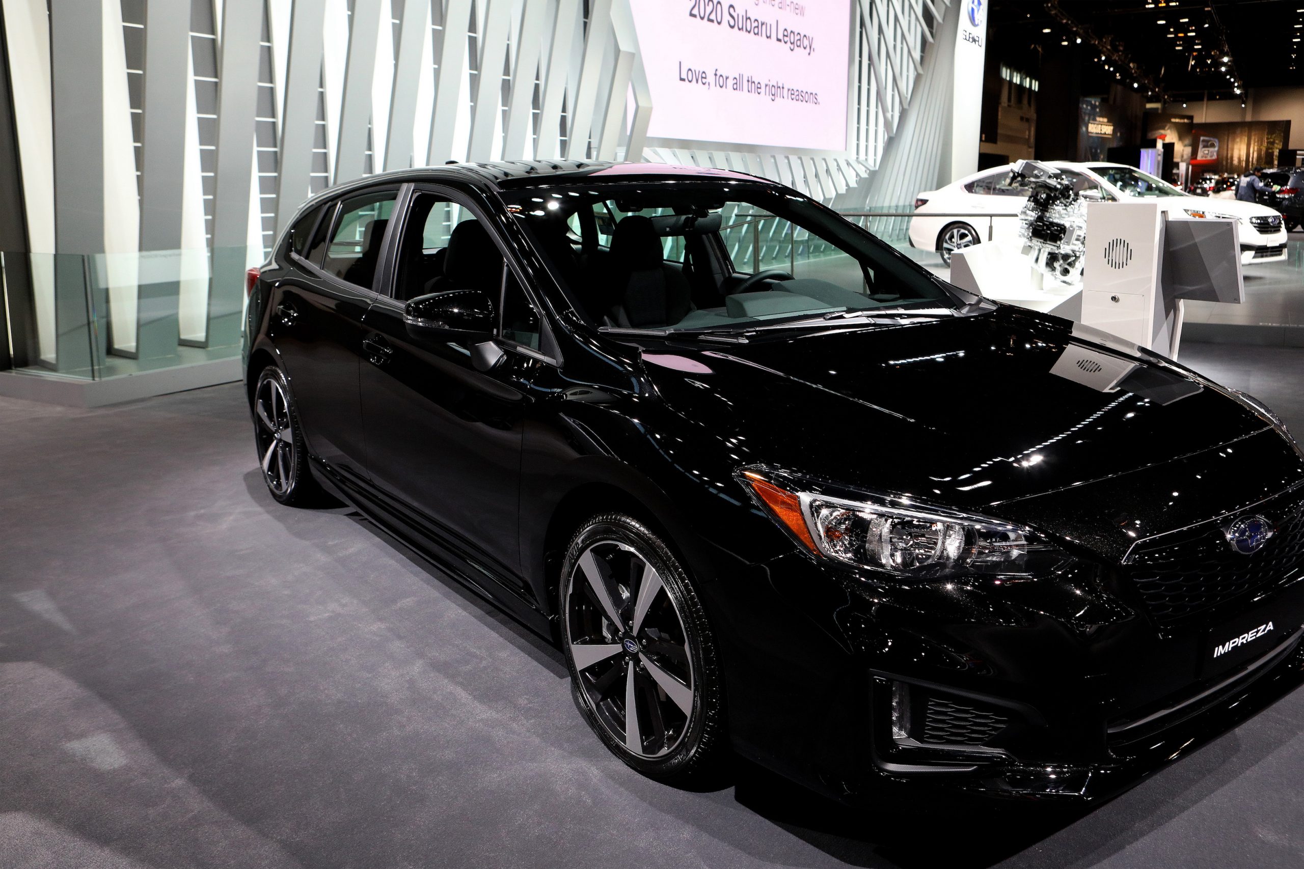 Black 2019 Subaru Impreza is on display at the 111th Annual Chicago Auto Show