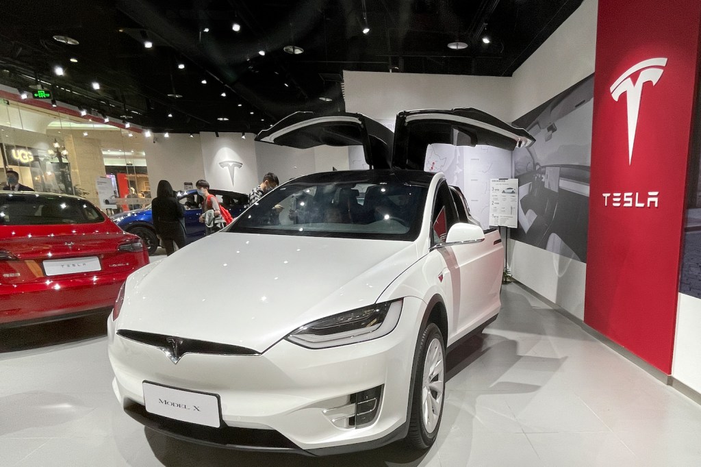 A white Tesla Model X