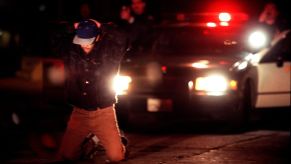 Car thief with police