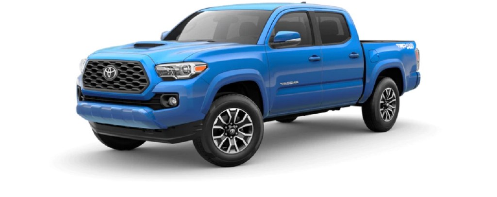 A blue 2021 Toyota Tacoma; is it safer than the Honda Ridgeline?