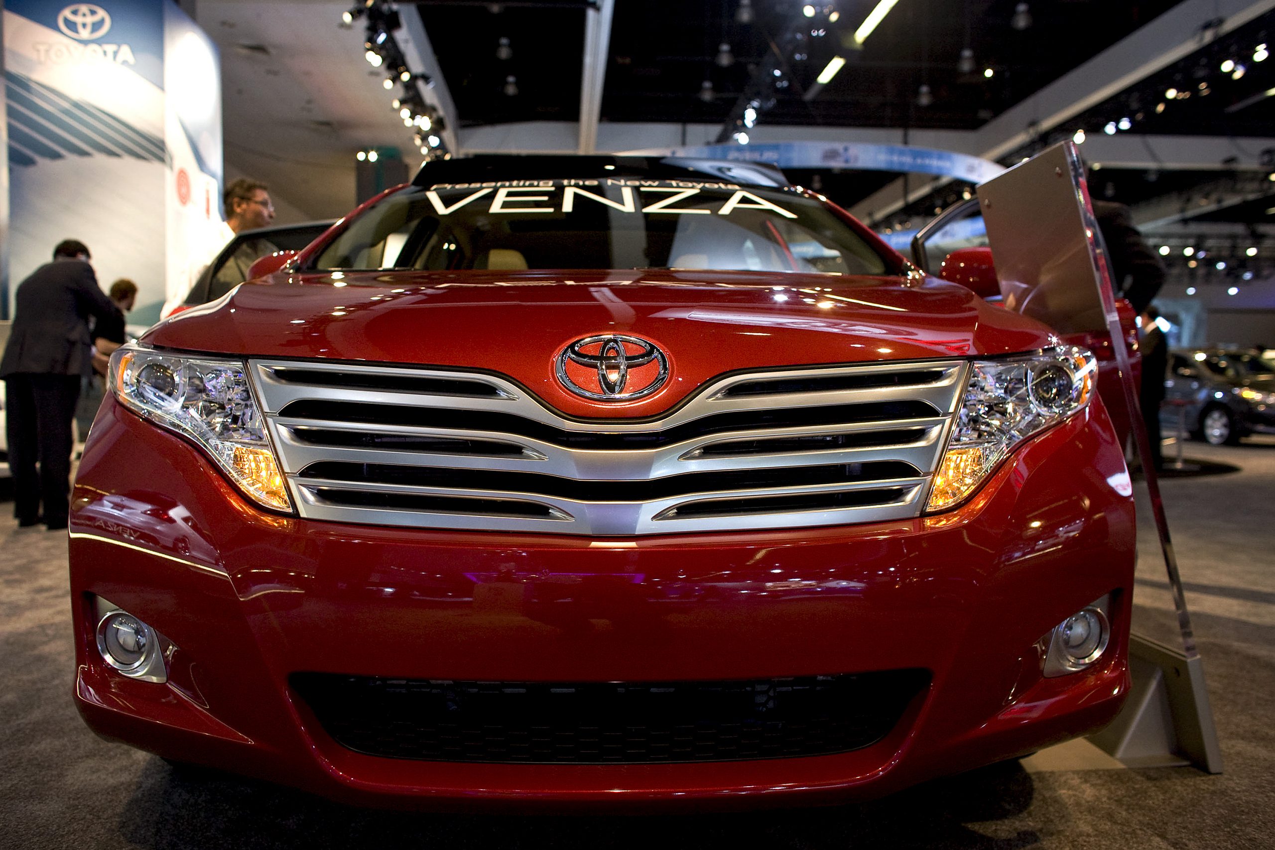A red Toyota Venza is displayed at the LA Auto Show in Los Angeles, California November 20, 2008.