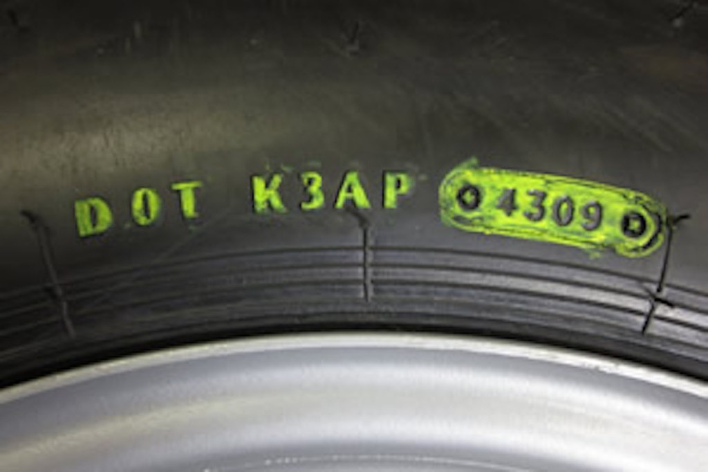 DOT numbers on an RV tire 