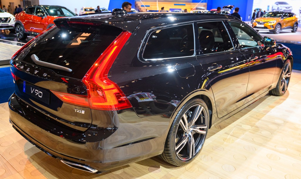 Volvo V90 T4 luxury estate car on display at Brussels Expo on January 9, 2020 in Brussels, Belgium. The Volvo V90 is available as stationwagon and as executive sedan