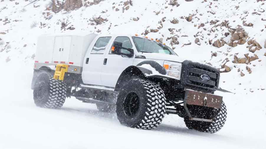 Yellowstone National Park Ford F-550 Super Duty mail truck in the snow