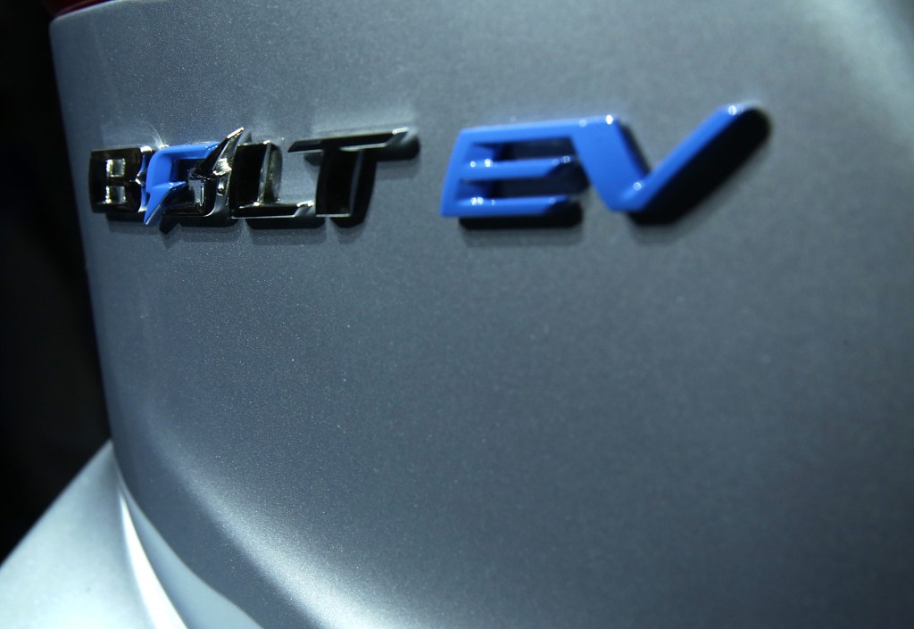 The badge of the Chevy Bolt EV
