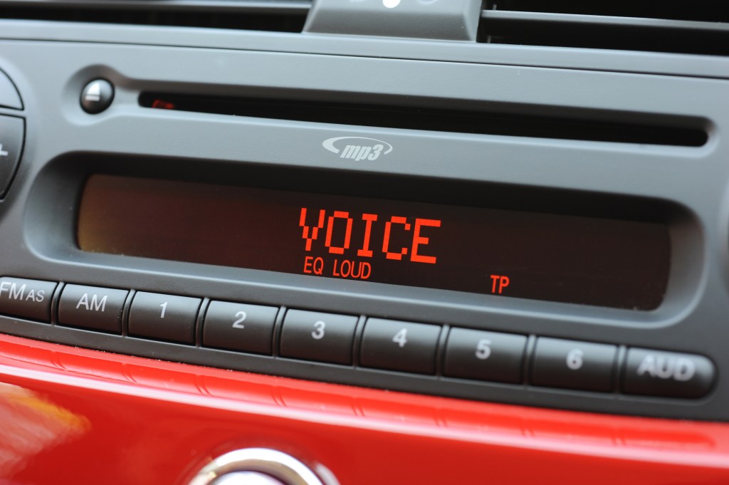 The digital display of a car radio