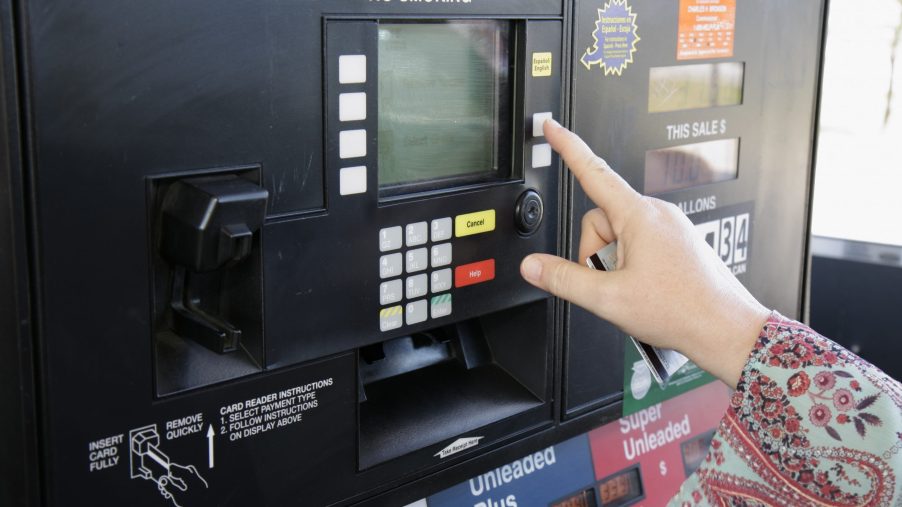 a customer uses the keypad on a gas pump