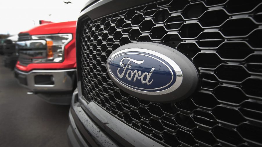 Ford F-150 grille and badge up close
