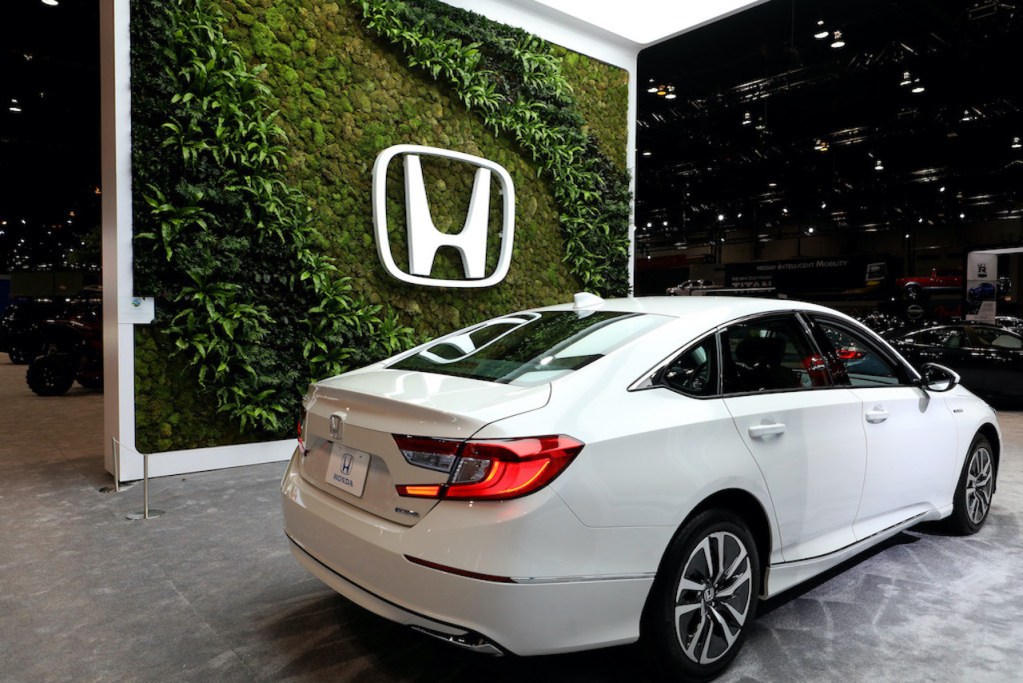 White Honda Accord Hybrid on display at the Chicago Auto Show