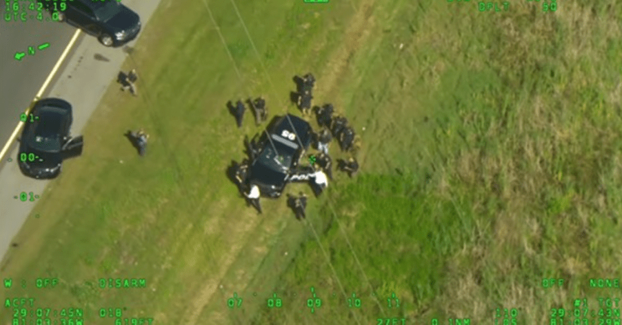 Overhead view of a stolen cop car in Cocoa, Florida