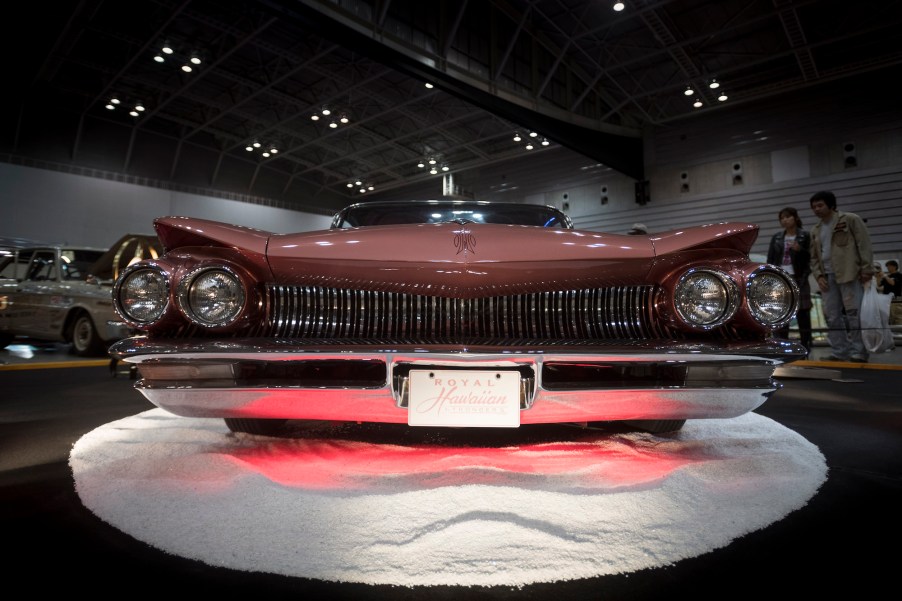 A pink custom hot rod on display at the 26th-annual Yokohama Hot Ror Custom Show on December 3, 2017, in Yokohama, Japan