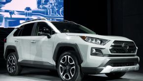 A Toyota RAV4 adventure pack on stage at its debut