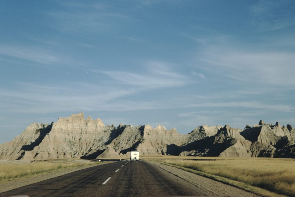 An camper van on the open road. 