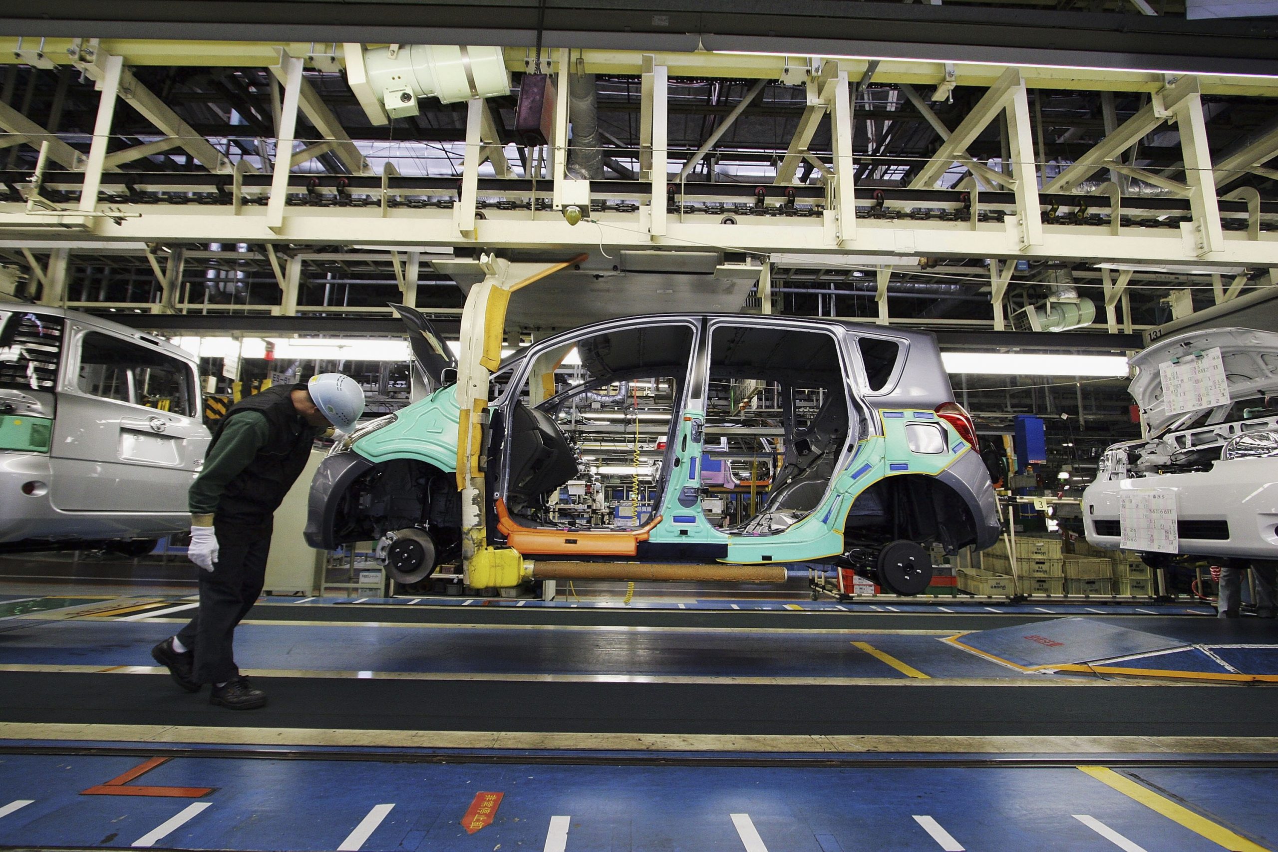 A Toyota frame on the assembly line