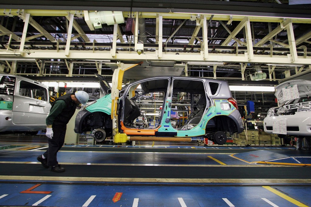 A Toyota frame on the assembly line