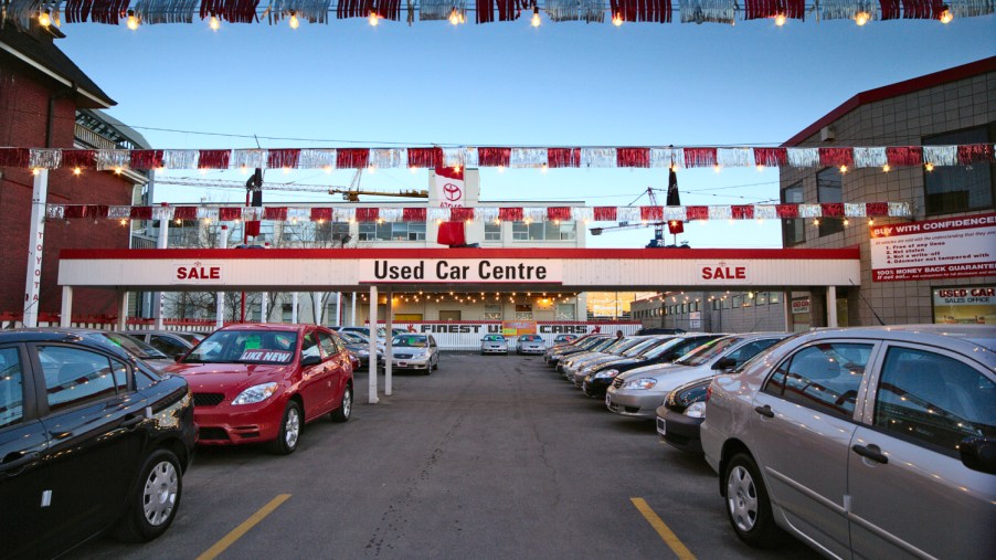A busy used car lot as used car prices are through the roof
