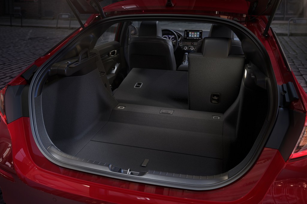 The cavernous hatch of the new Civic with the seats down