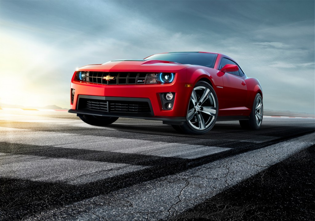 A red 2012 Chevrolet Camaro ZL1, one of the fastest used cars under $15,000