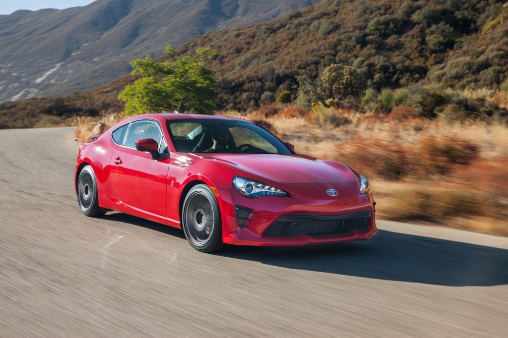A red 2018 Toyota 86 driving