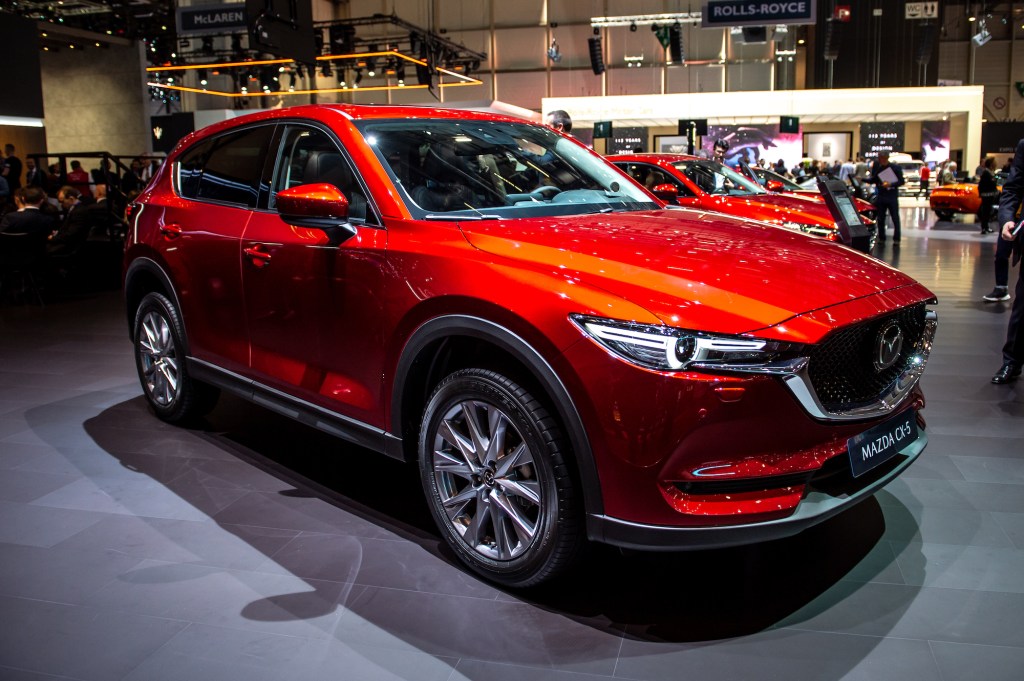 A red metallic 2019 Mazda CX-5 compact SUV on display at the 89th Geneva International Motor Show on March 5, 2019