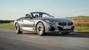 A silver 2020 BMW Z4 driving, one of the best used sports cars for summer
