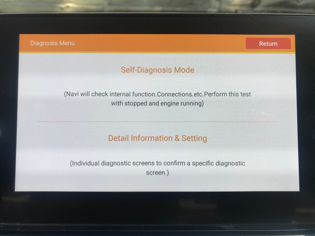 2021 Honda Accord Self-Diagnosis Screen