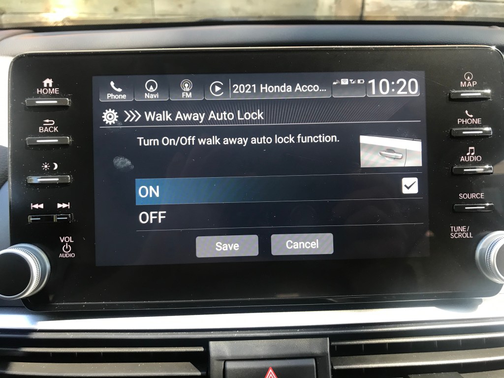 2021 Honda Accord Walk Away Auto Lock Screen