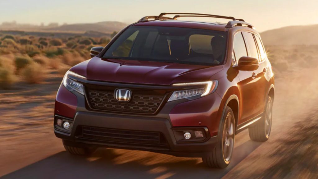 Burgundy 2021 Honda Passport.