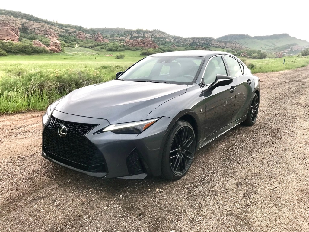 a front three quarters shot of the 2021 Lexus IS 350 F Sport