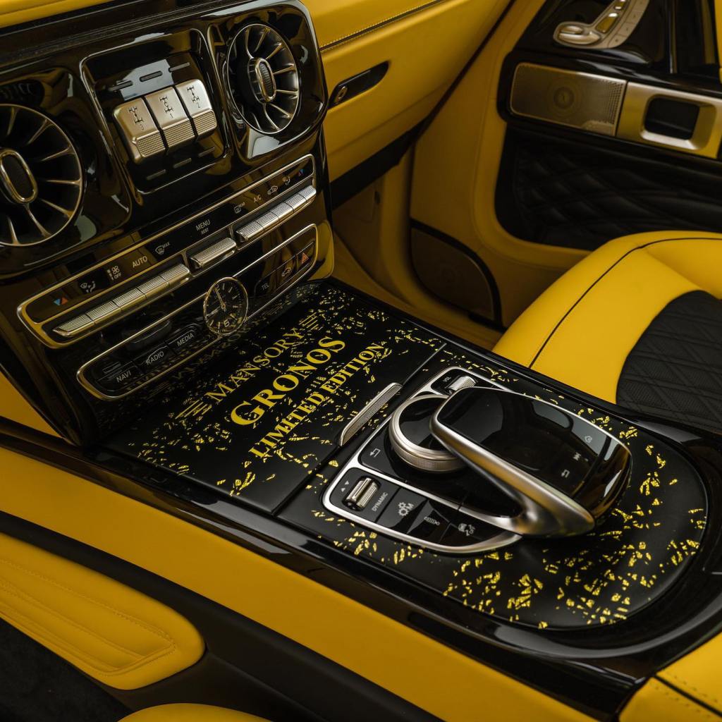 2021 Mansory Gronos Mercedes G-Wagen yellow splash console